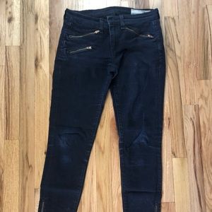 Rag & Bone Dark Denim Skinny Jeans w/Zipper detail